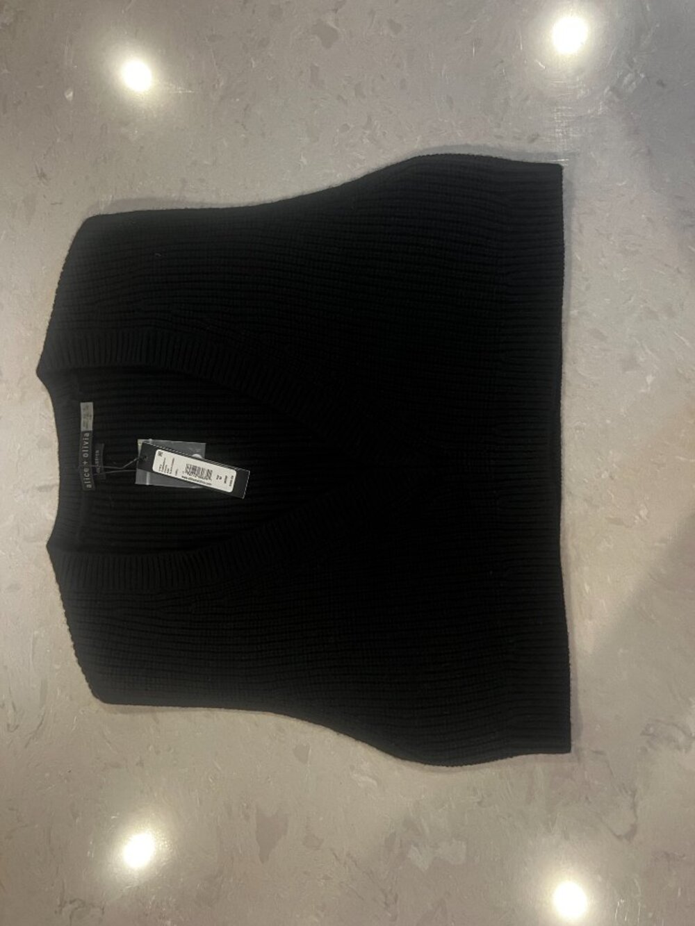 Alice + Olivia Black Combo Cropped Knit Sweater Vest Size M NWT